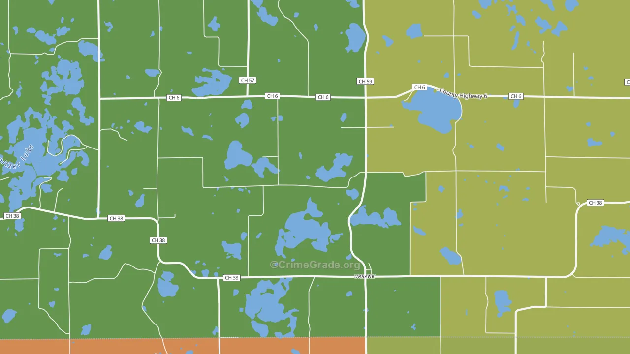 Urbank, MN Map of Robbery Rates