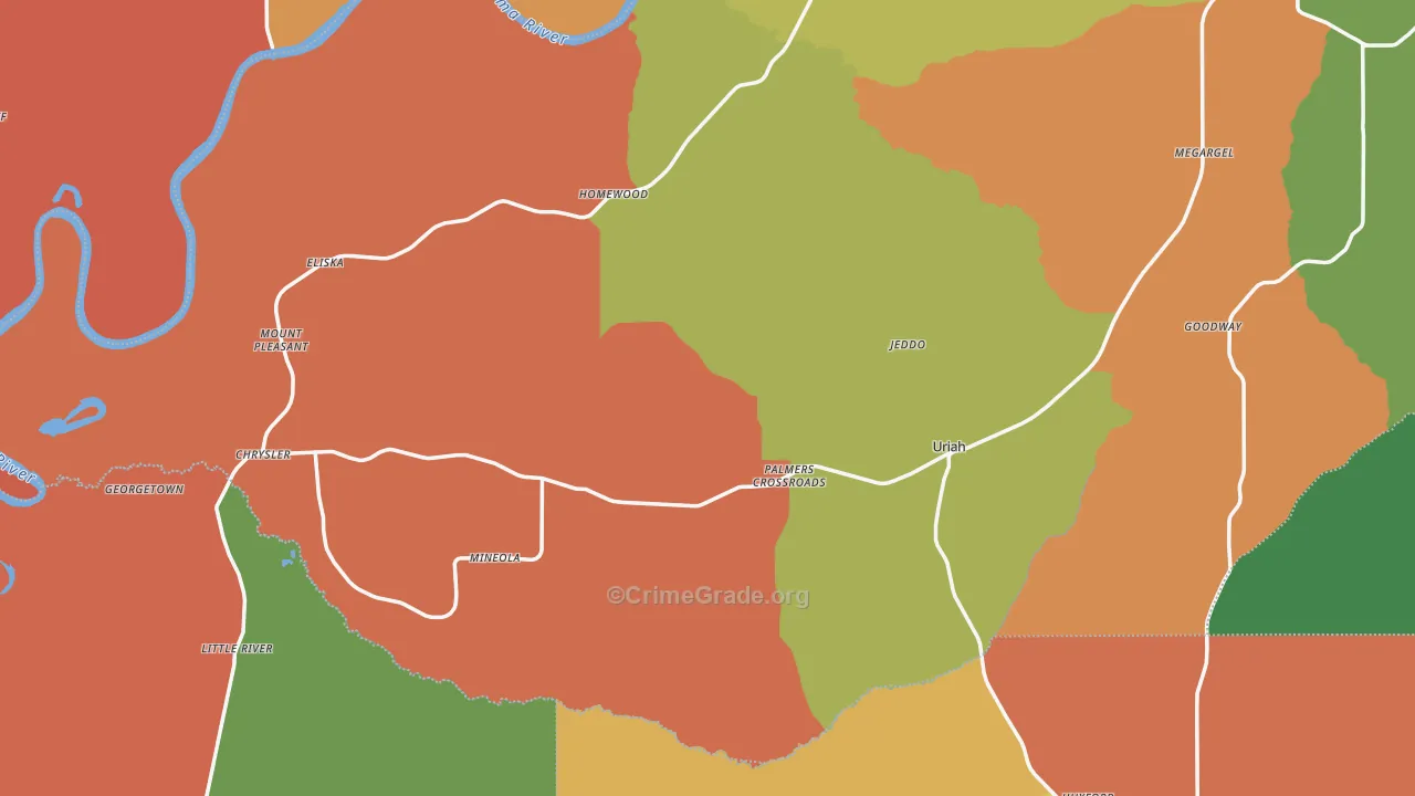 Uriah, AL Map of Robbery Rates