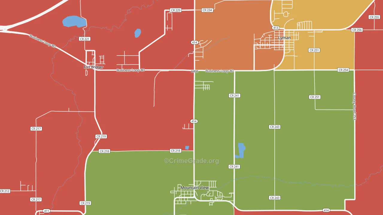 Urie, WY Map of Robbery Rates