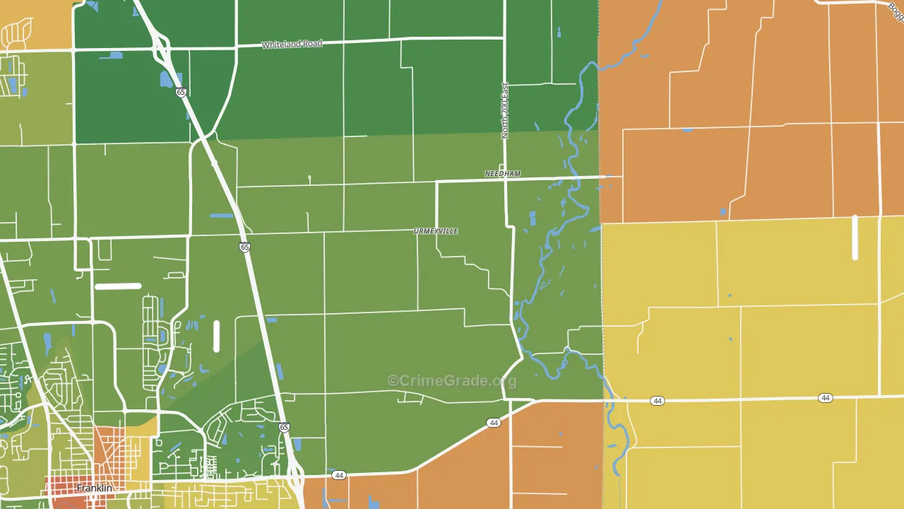 Urmeyville, IN Map of Robbery Rates