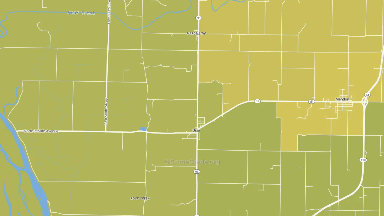 Ursa, IL Map of Robbery Rates