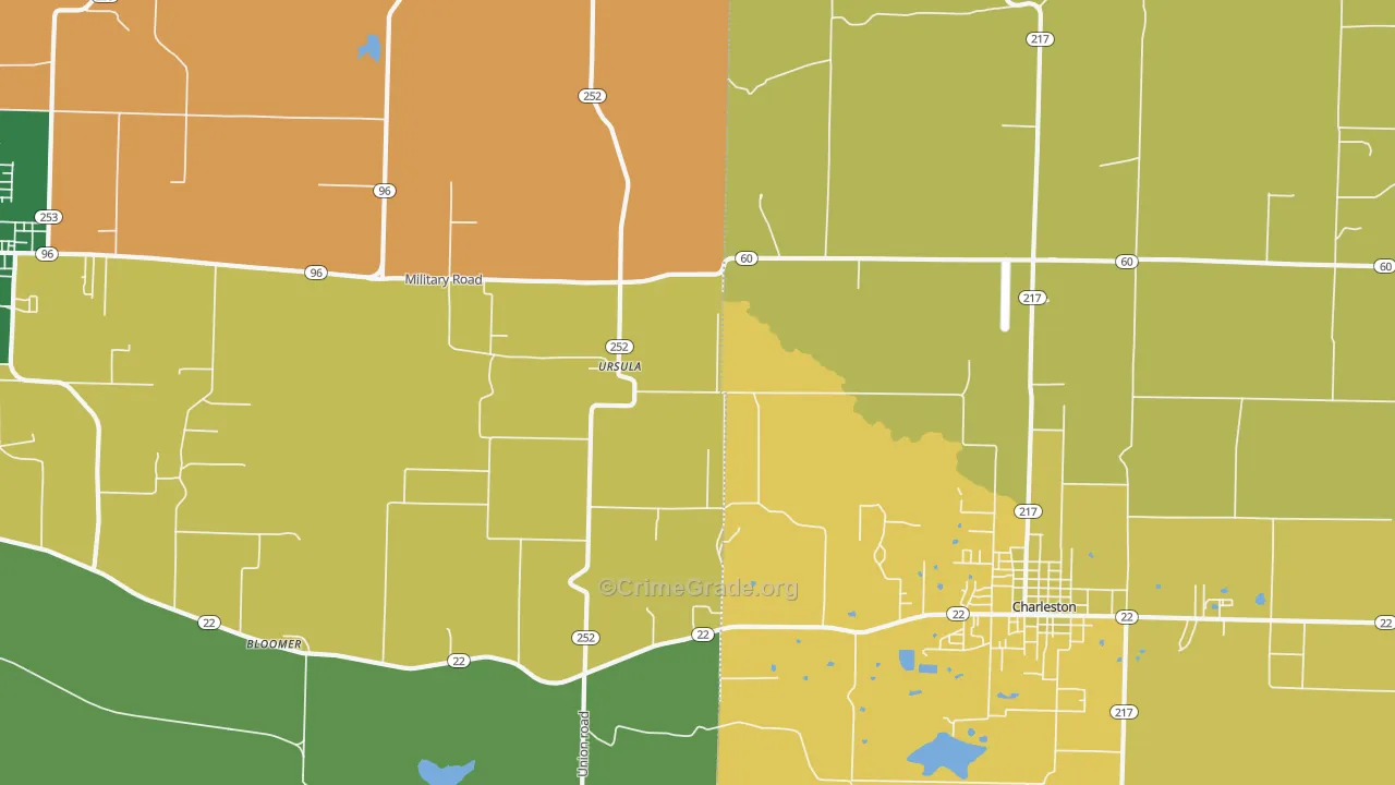 Ursula, AR Map of Robbery Rates