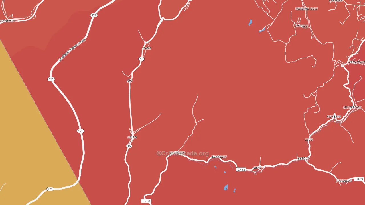 Ury, WV Map of Robbery Rates