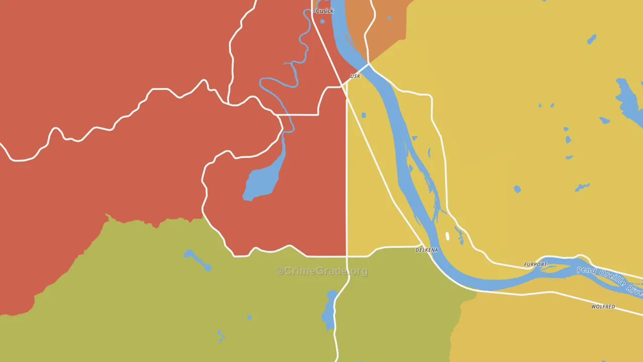 Usk, WA Map of Robbery Rates