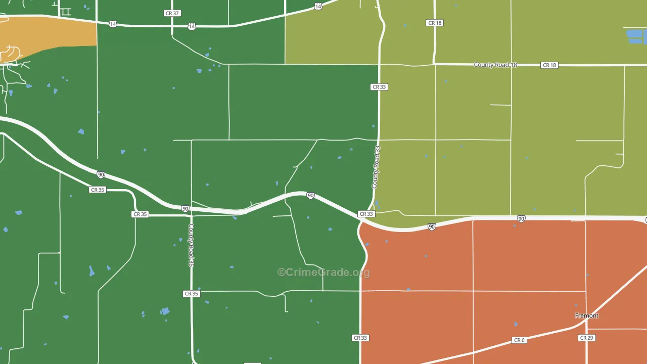 Utica, MN Map of Robbery Rates