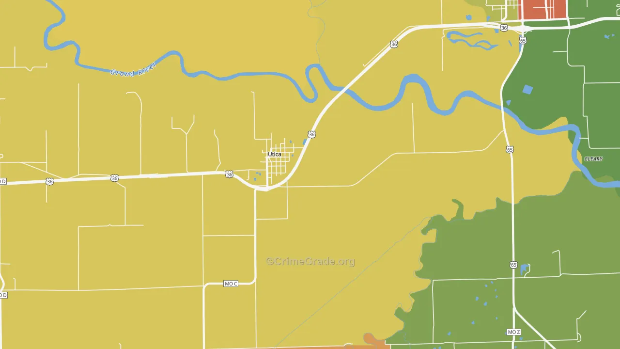 Utica, MO Map of Robbery Rates