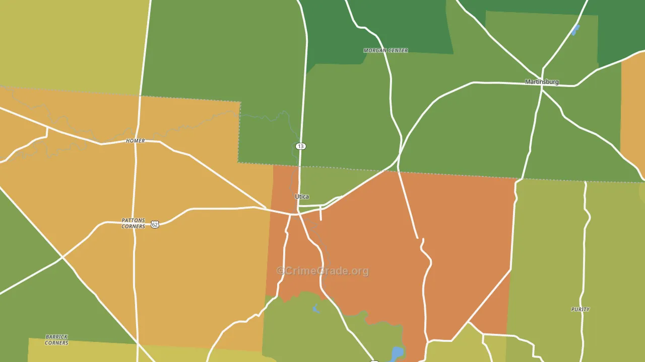 Utica, OH Map of Robbery Rates
