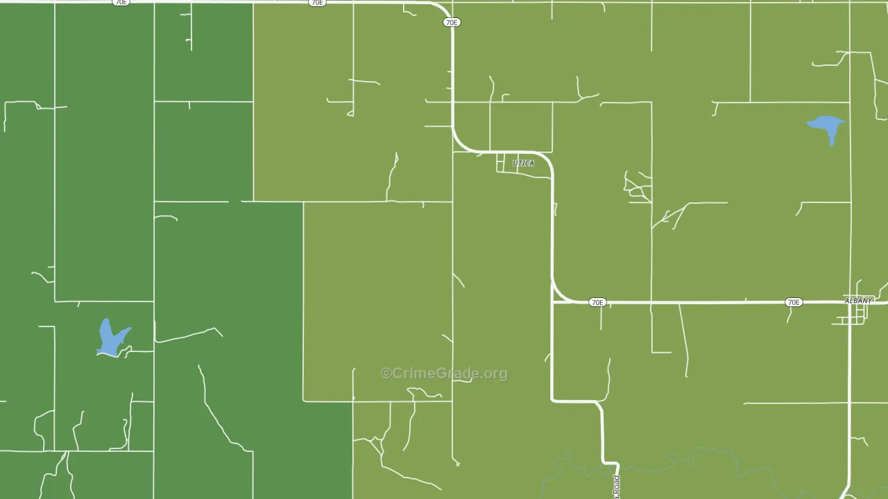 Utica, OK Map of Robbery Rates