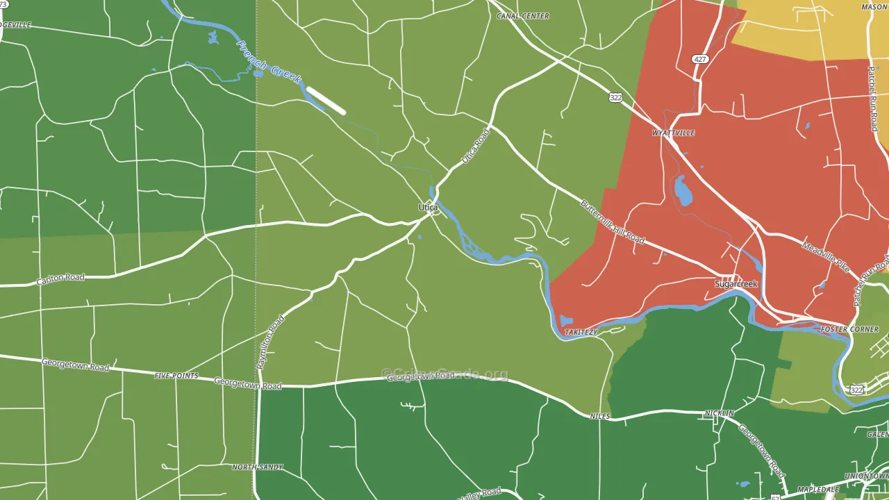 Utica, PA Map of Robbery Rates