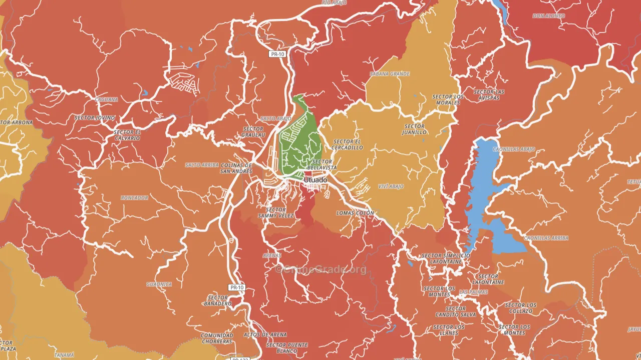 Utuado, PR Map of Robbery Rates