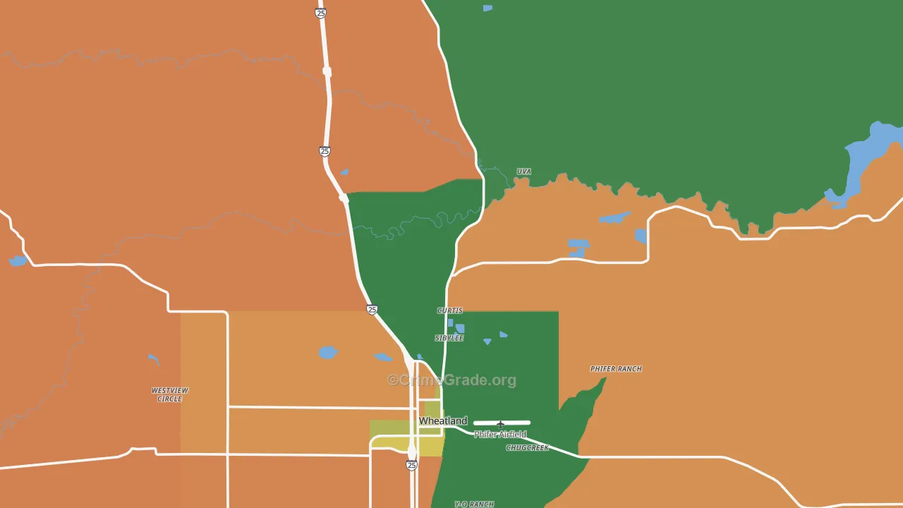 Uva, WY Map of Robbery Rates