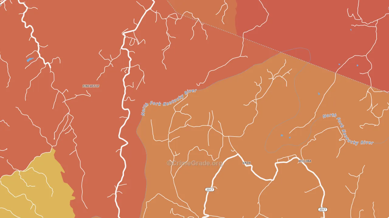 Vada, KY Map of Robbery Rates