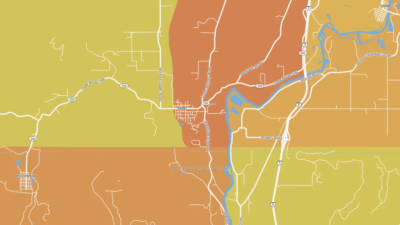 Vader, WA Map of Robbery Rates