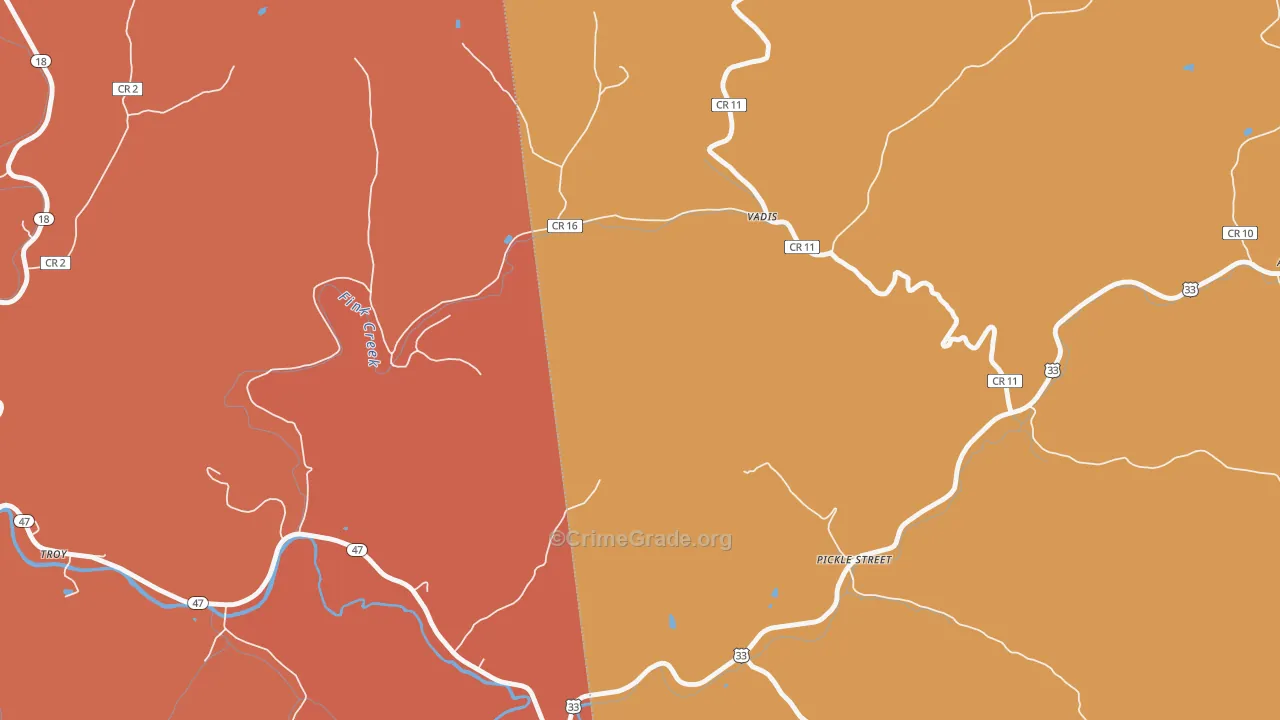 Vadis, WV Map of Robbery Rates