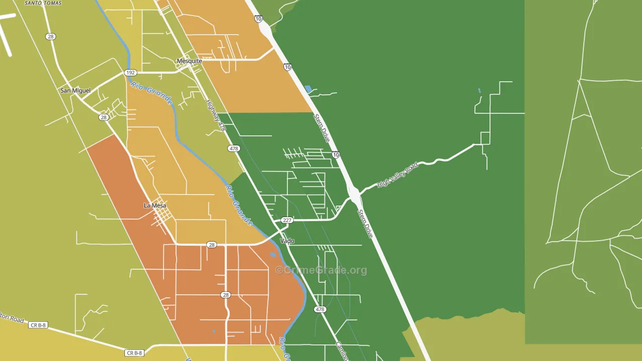 Vado, NM Map of Robbery Rates