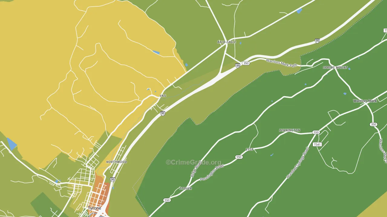 Vail, PA Map of Robbery Rates