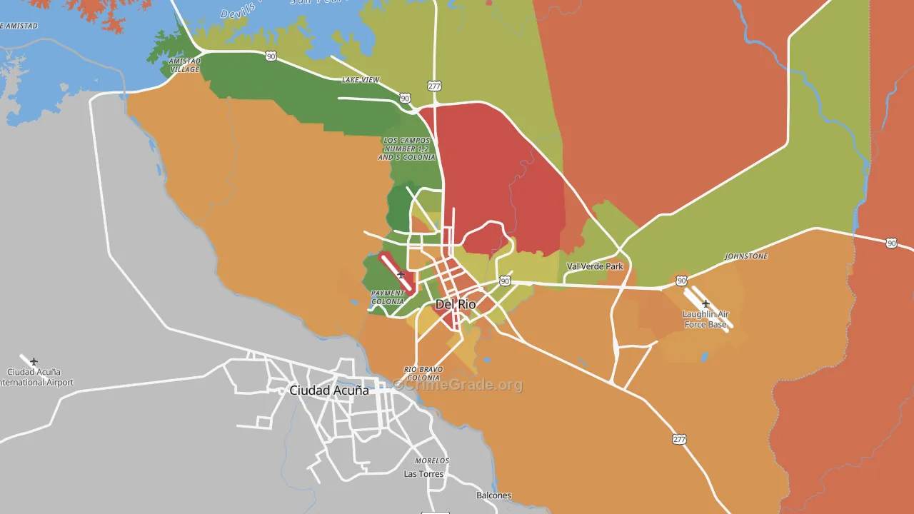 Val Verde County, TX Map of Robbery Rates