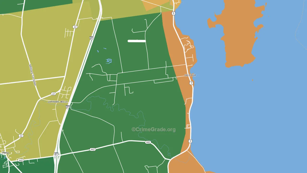 Valcour, NY Map of Robbery Rates