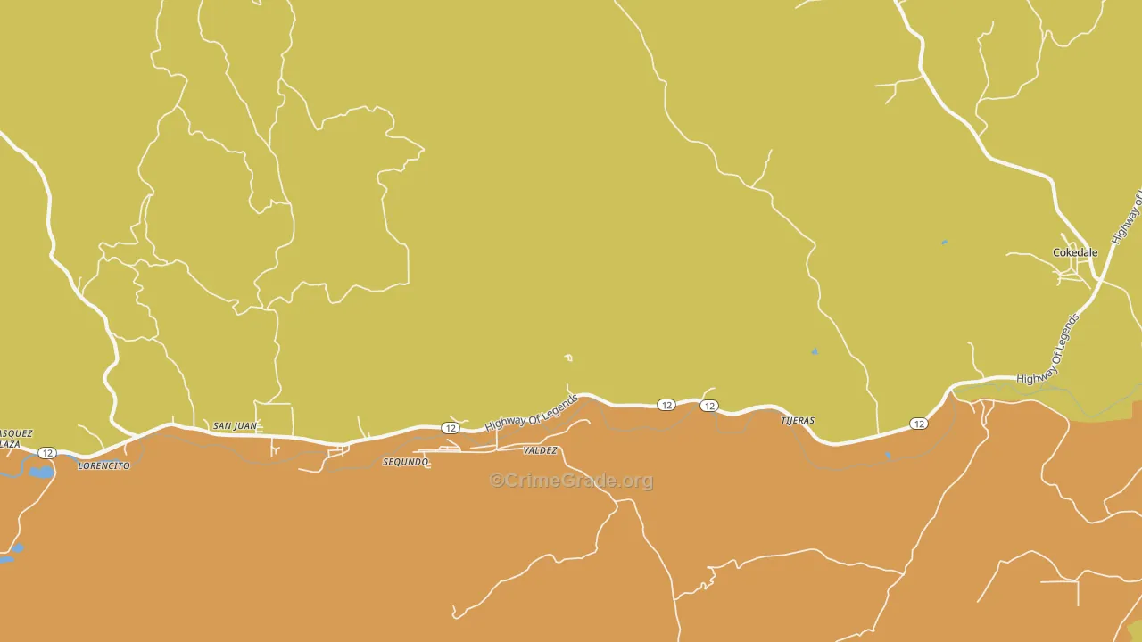 Valdez, CO Map of Robbery Rates
