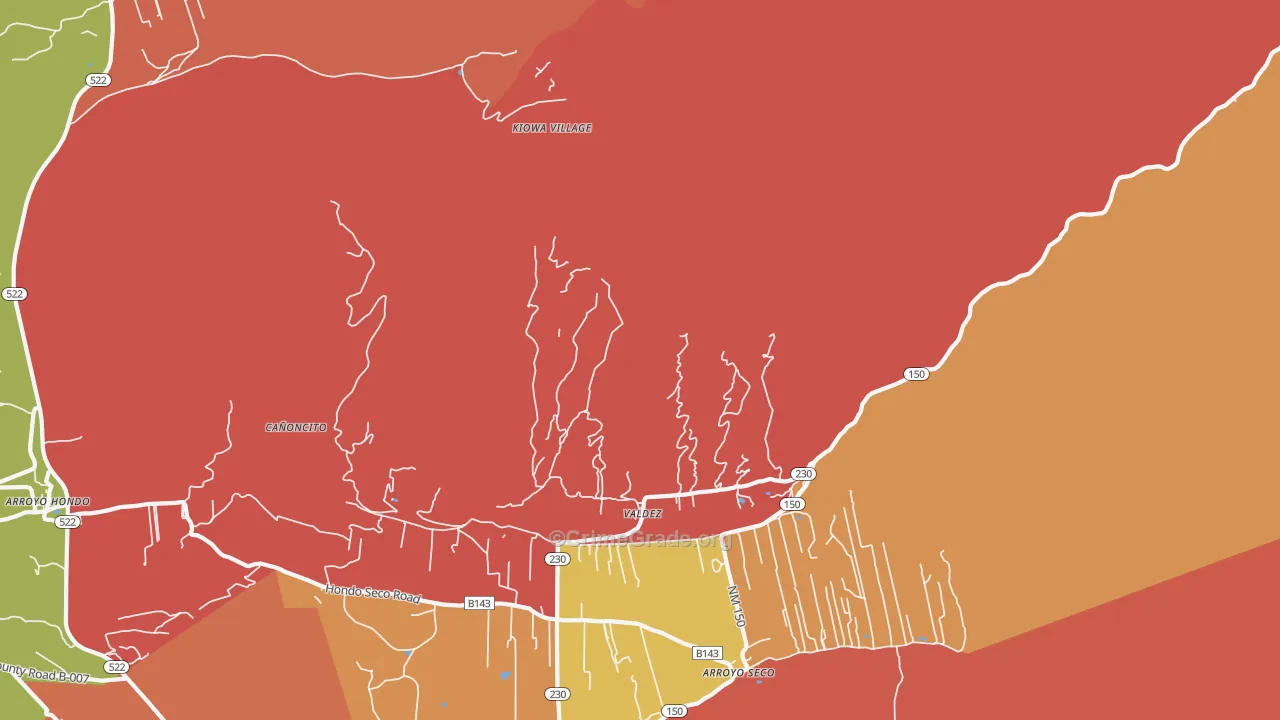 Valdez, NM Map of Robbery Rates