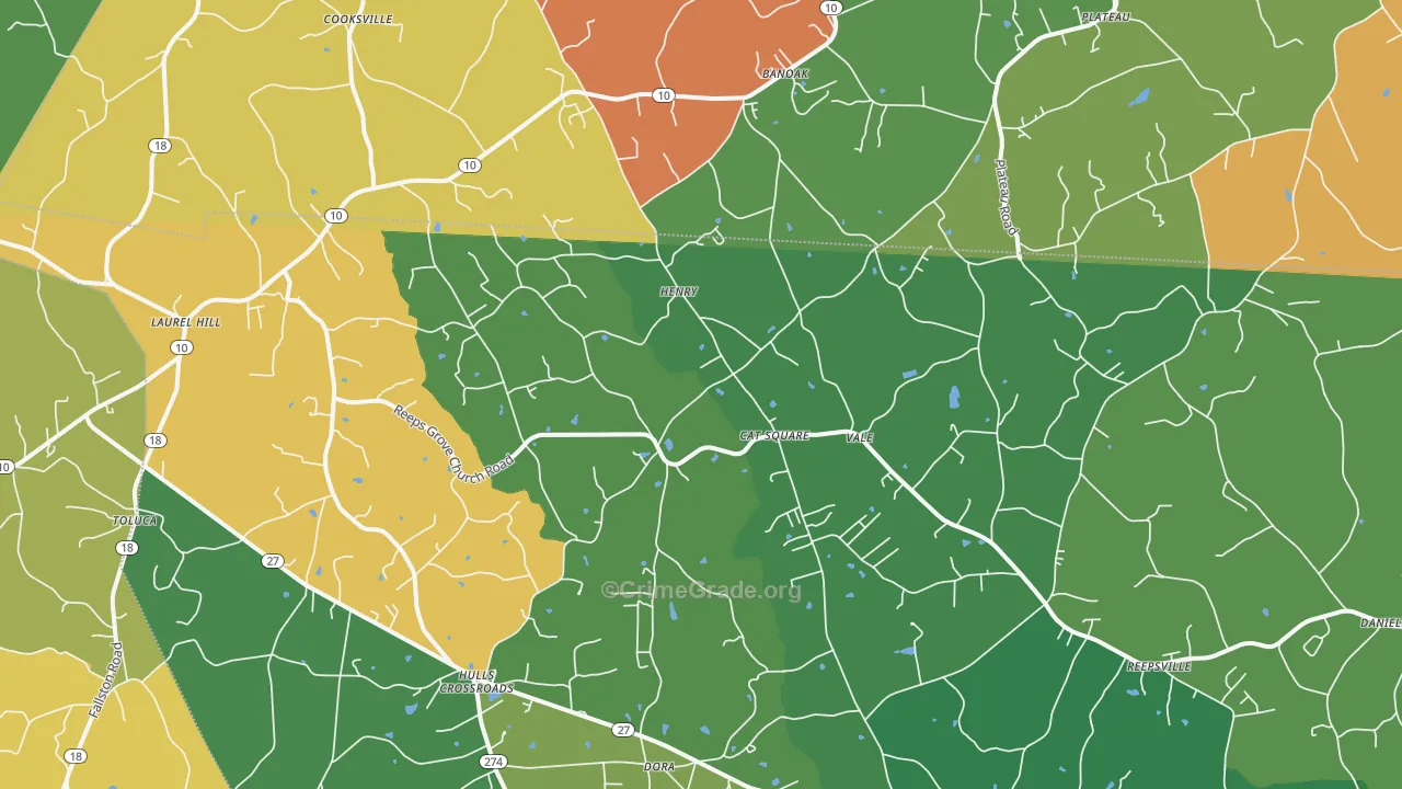 Vale, NC Map of Robbery Rates