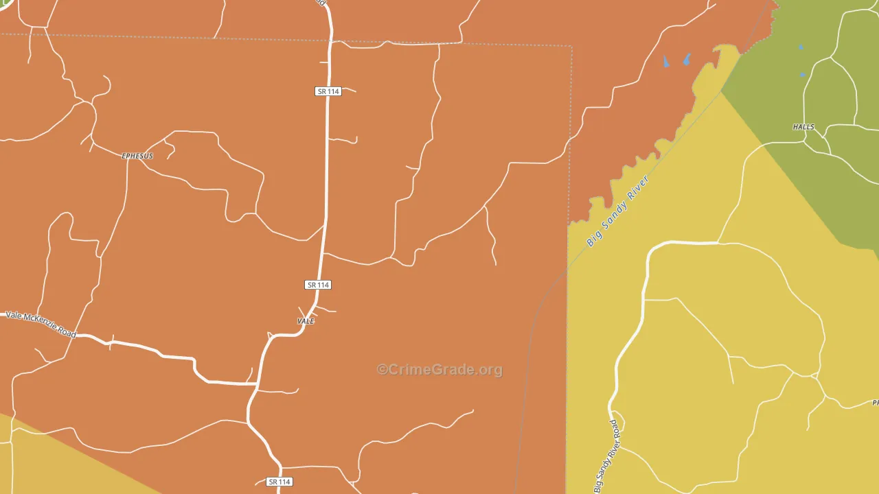 Vale, TN Map of Robbery Rates
