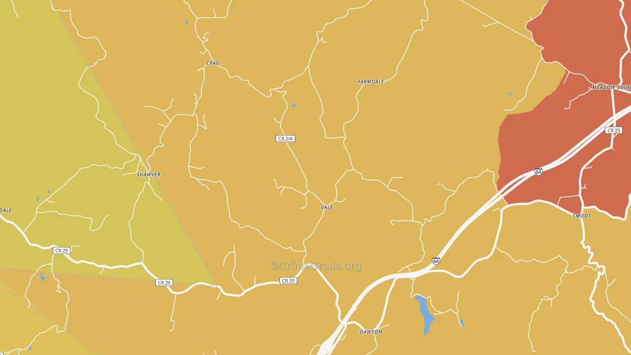 Vale, WV Map of Robbery Rates