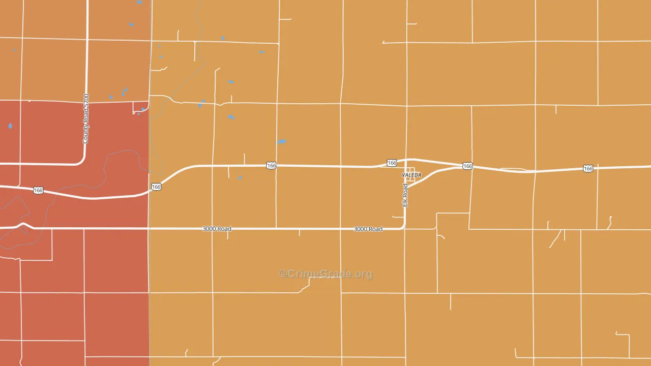 Valeda, KS Map of Robbery Rates