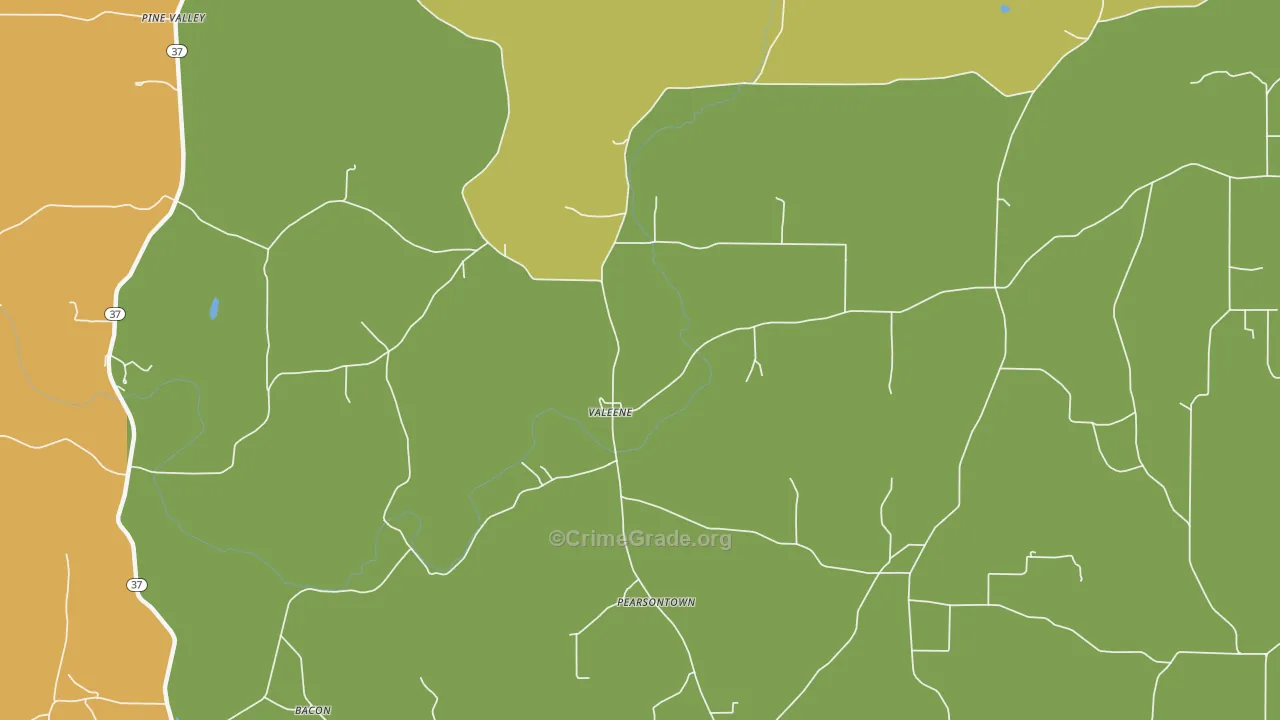 Valeene, IN Map of Robbery Rates