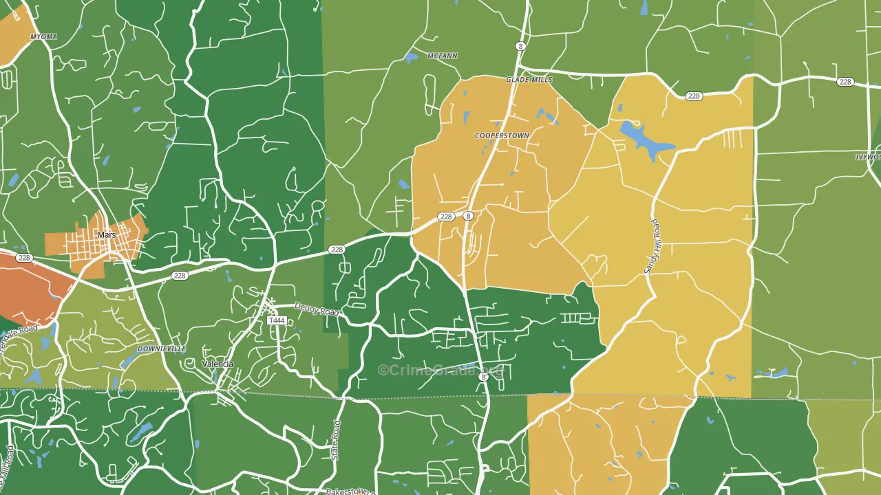 Valencia, PA Map of Robbery Rates