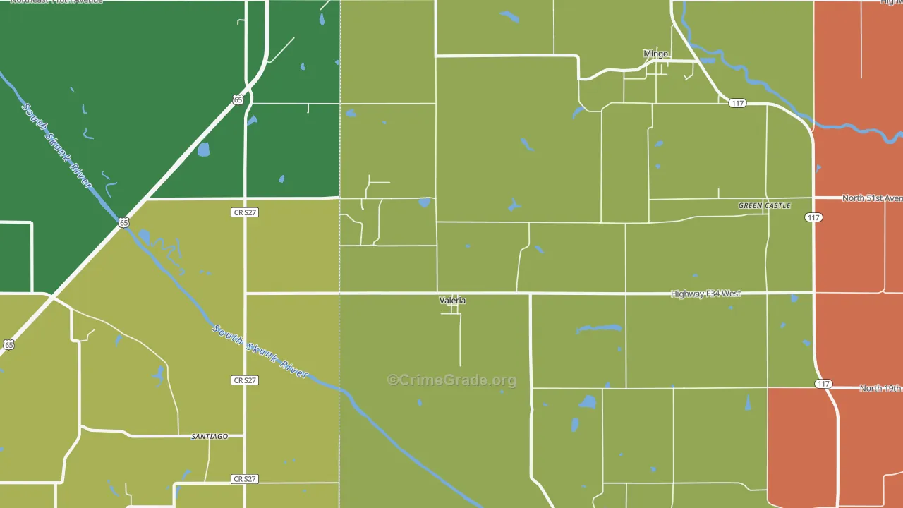 Valeria, IA Map of Robbery Rates