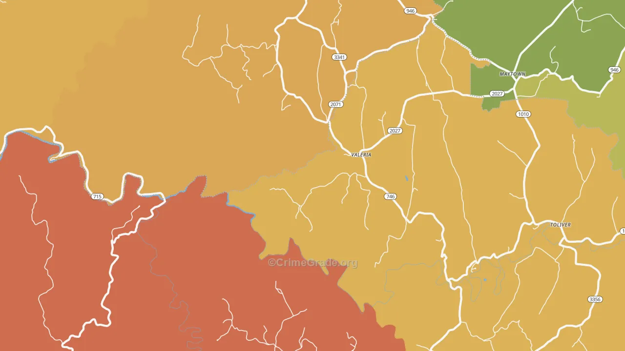 Valeria, KY Map of Robbery Rates