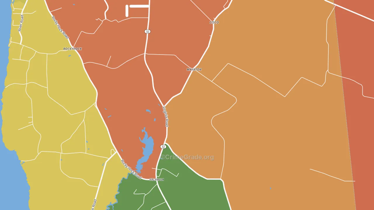 Valhalla, NC Map of Robbery Rates