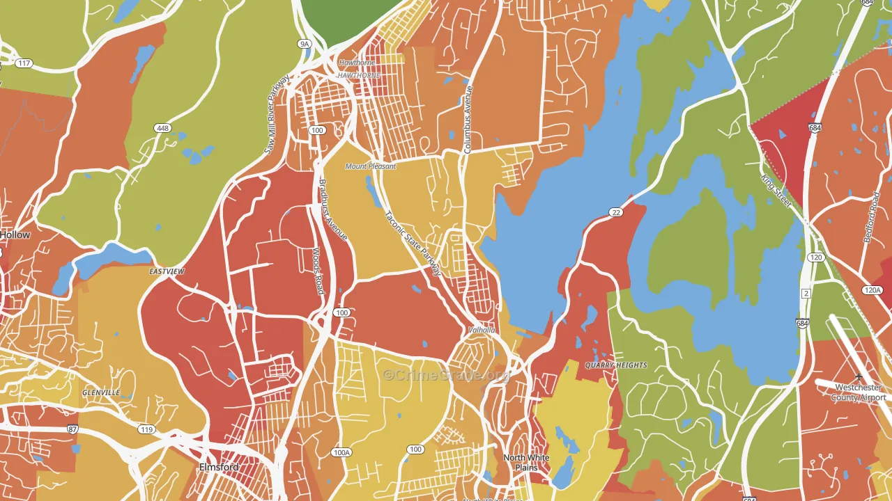 Valhalla, NY Map of Robbery Rates