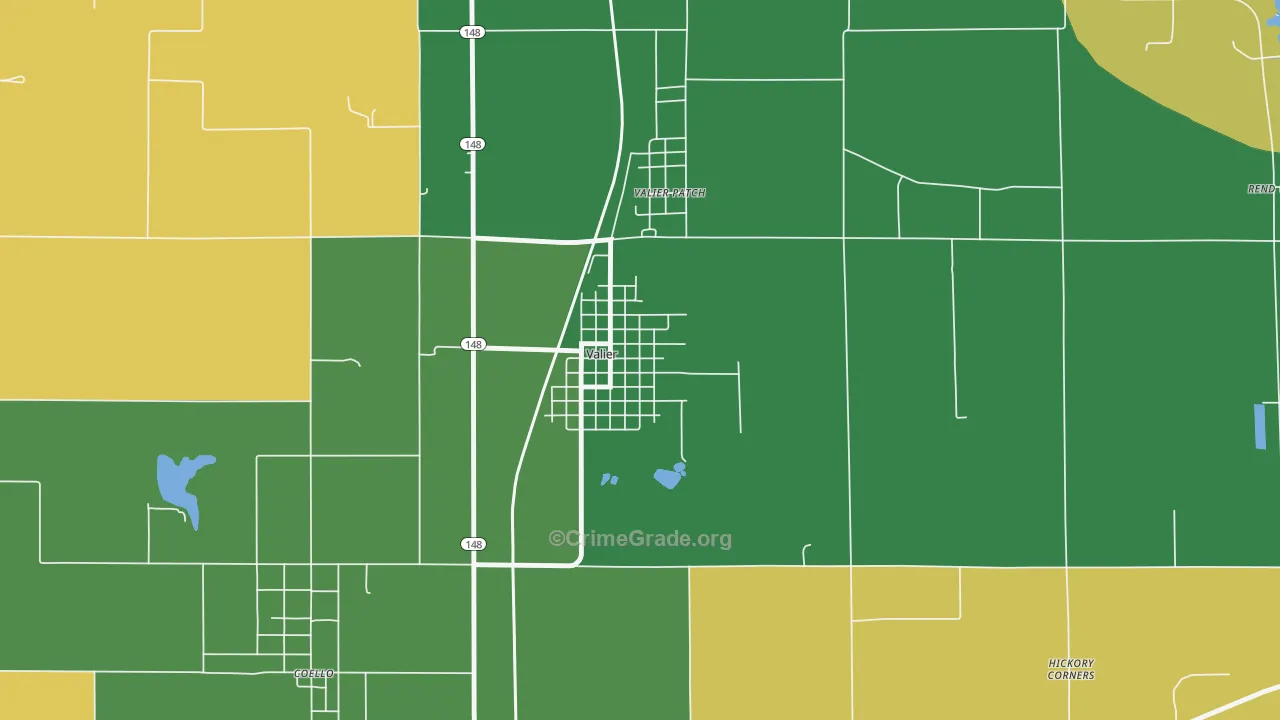 Valier, IL Map of Robbery Rates