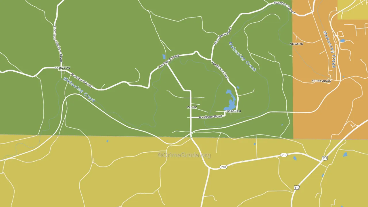 Valier, PA Map of Robbery Rates
