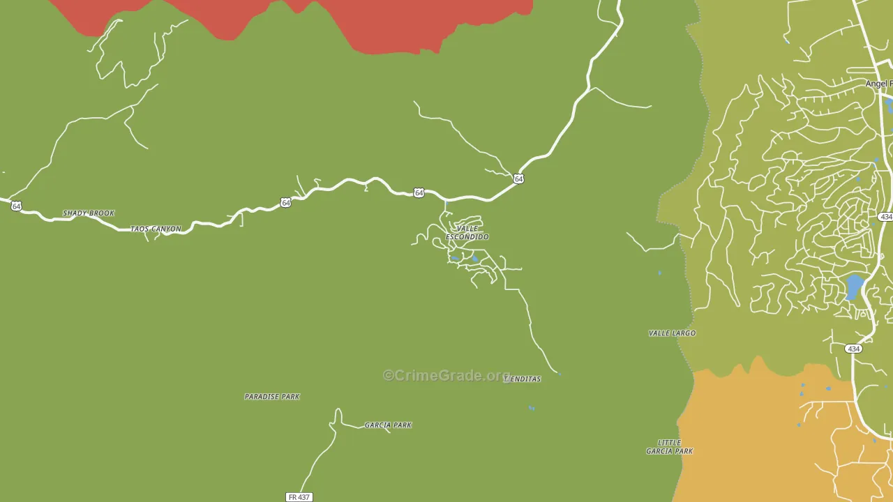 Valle Escondido, NM Map of Robbery Rates