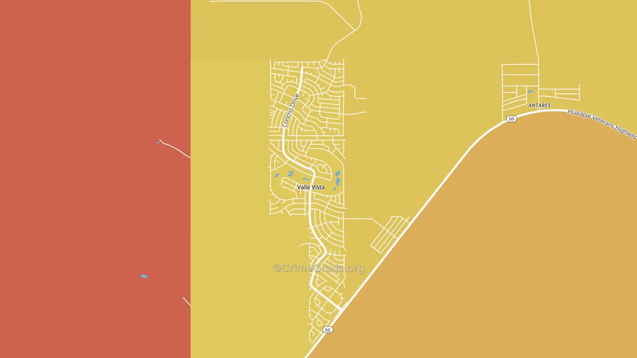 Valle Vista, AZ Map of Robbery Rates