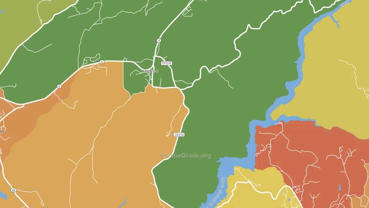 Vallecito, CA Map of Robbery Rates
