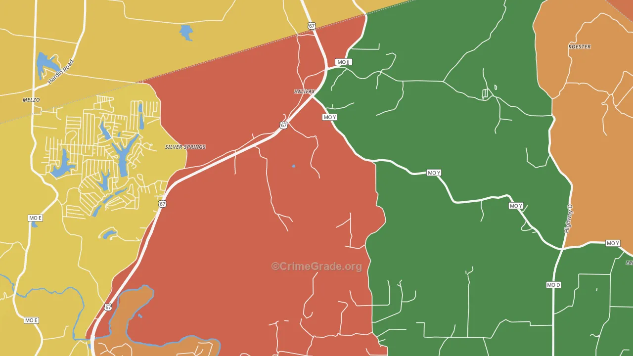 Valles Mines, MO Map of Robbery Rates