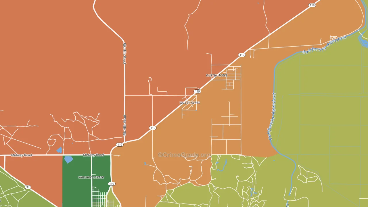 Valley Acres, CA Map of Robbery Rates