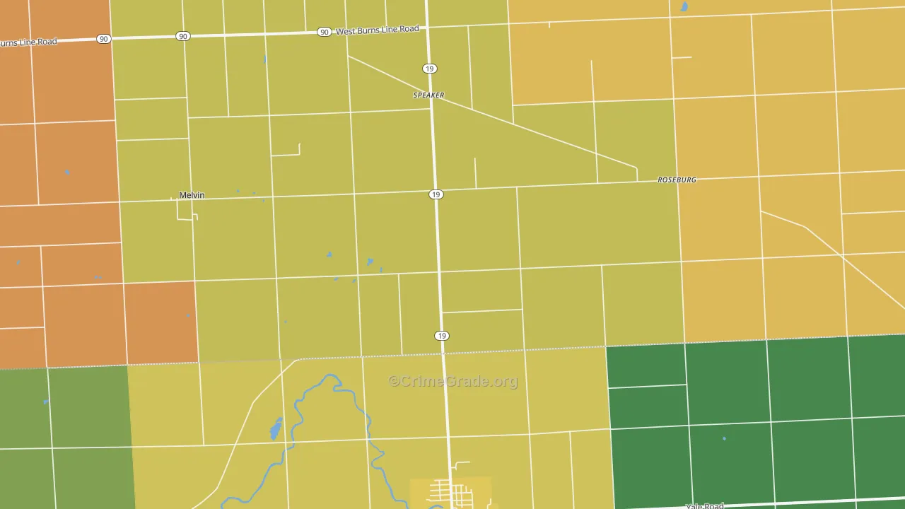 Valley Center, MI Map of Robbery Rates