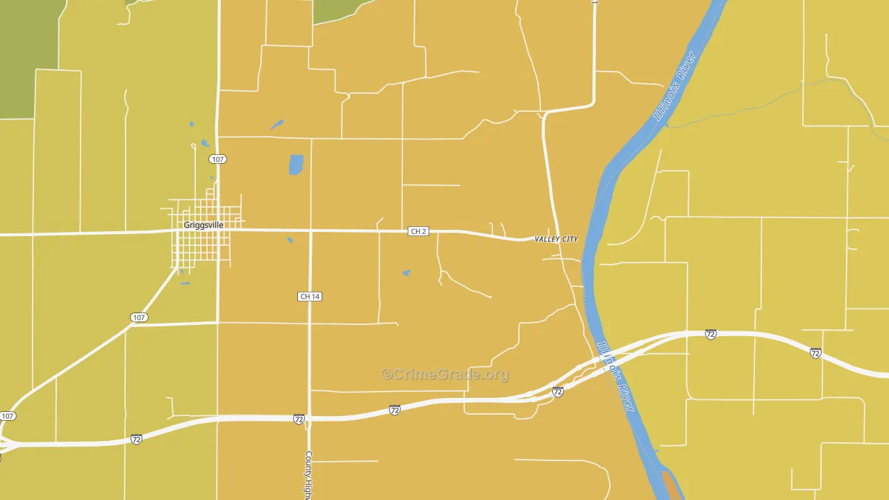 Valley City, IL Map of Robbery Rates