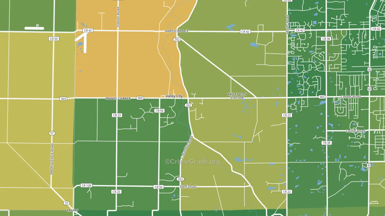 Valley City, OH Map of Robbery Rates