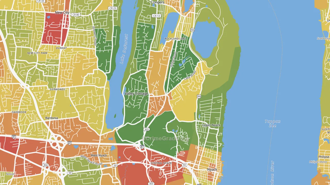 Valley Cottage, NY Map of Robbery Rates