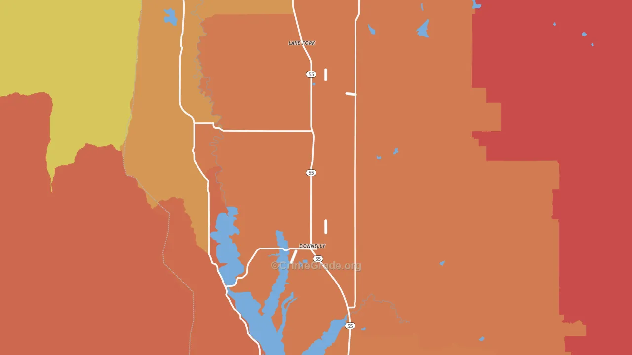 Valley County, ID Map of Robbery Rates