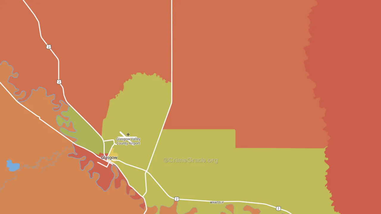 Valley County, MT Map of Robbery Rates