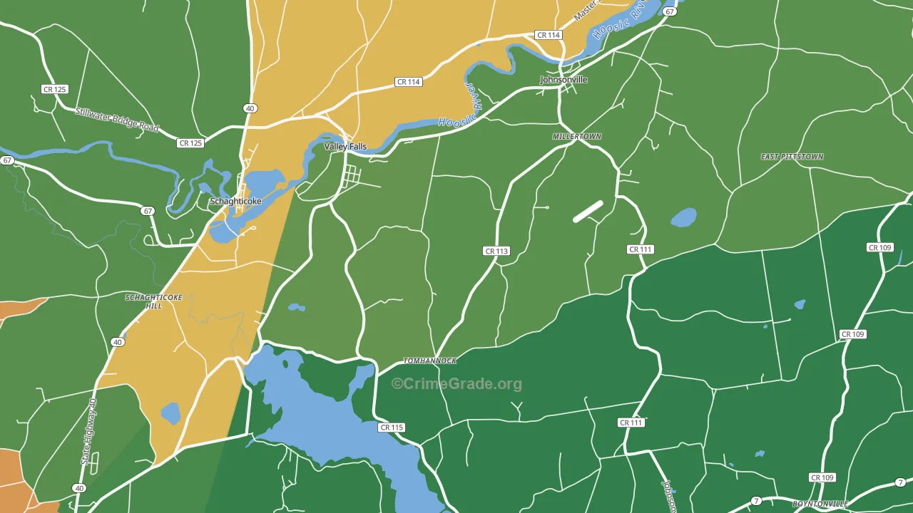 Valley Falls, NY Map of Robbery Rates