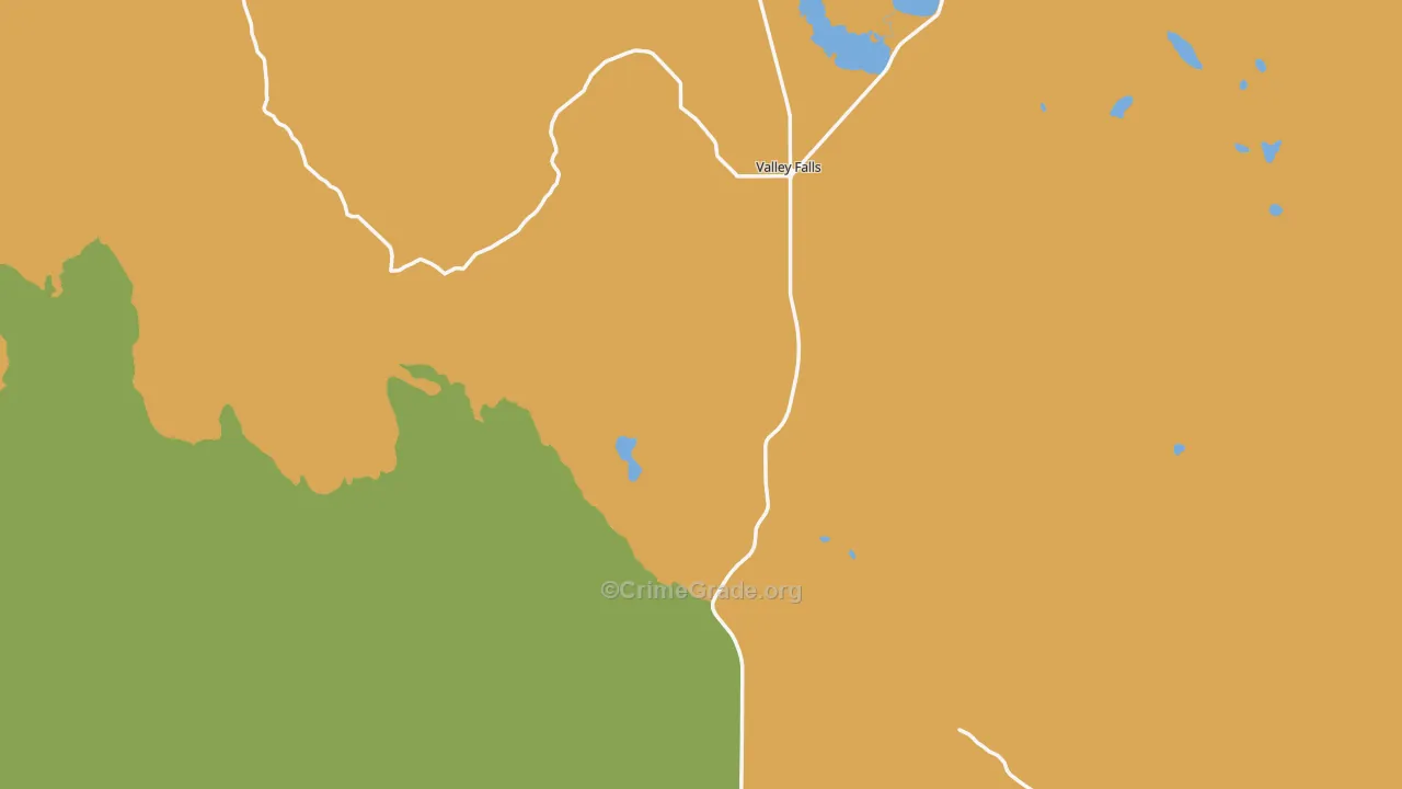 Valley Falls, OR Map of Robbery Rates