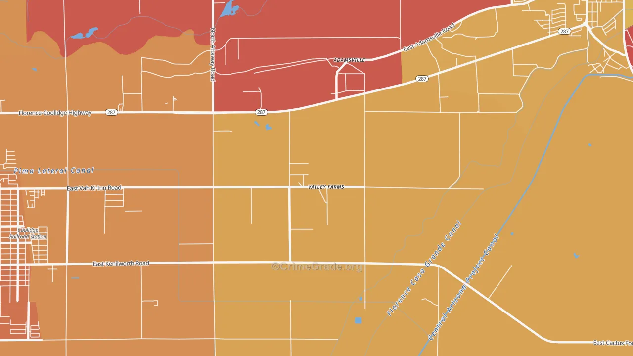 Valley Farms, AZ Map of Robbery Rates